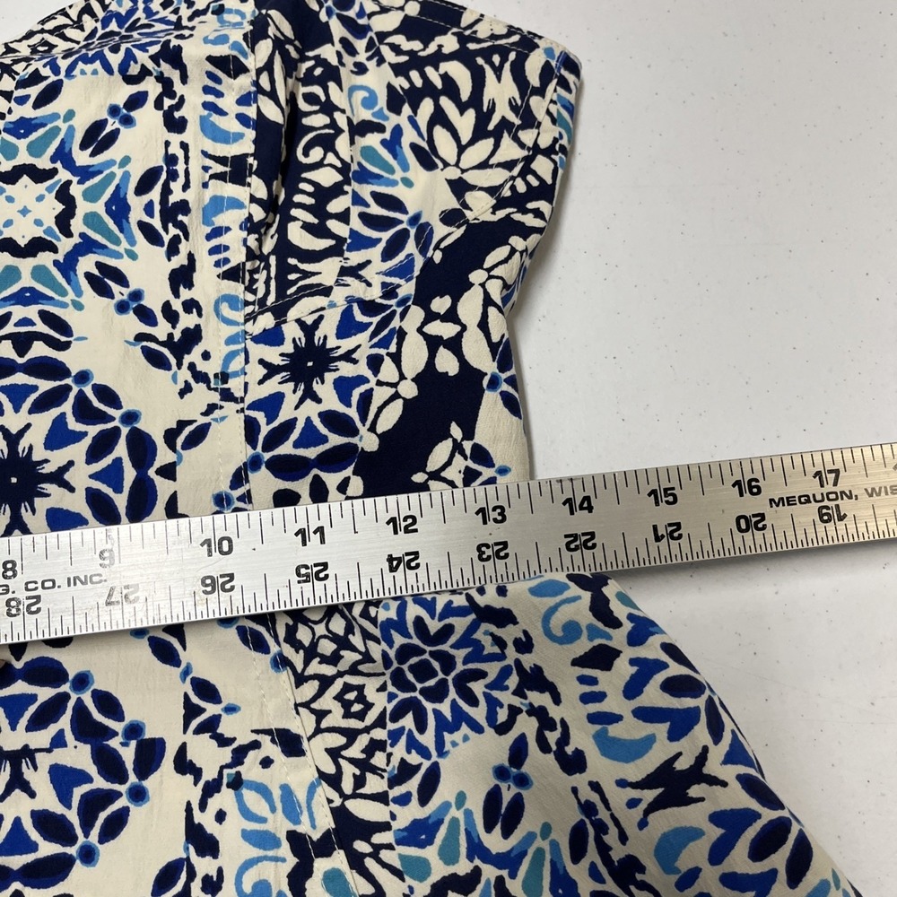 Avec Les Filles Dress Blue Tile Print Mini Fitted Size 8 Coquette Wedding Guest - Picture 8 of 15